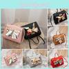 Elegant Pu Leather Women Tote Messenger Bag With Charming Scarf Bow Decoration