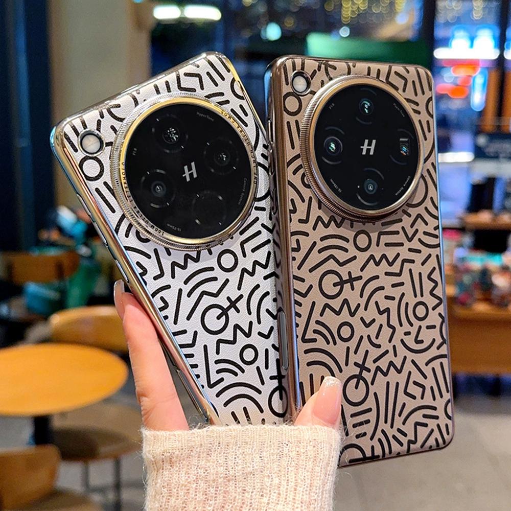 For Oppo Find X8 Pro 5G Case Creative Doodle Leather Electroplated Phone Back Cover