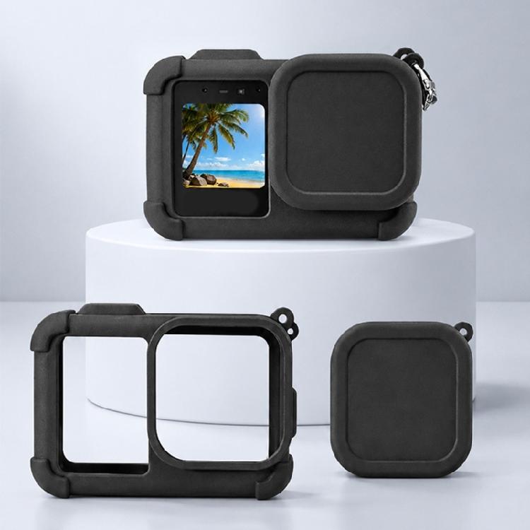 Silicone Lens Cap and Camera Cover Set, Black Carry Case with Open Front Area, Battery Door Access and Outdoor Travel Storage Use Daily