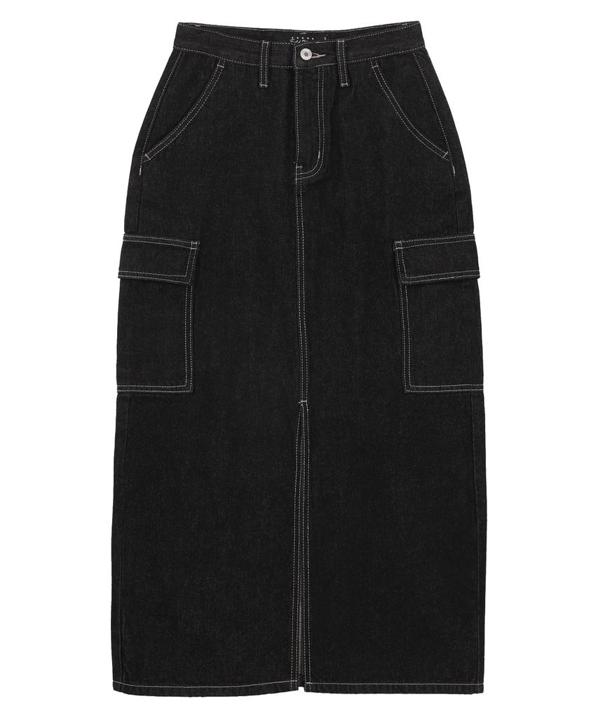 FIELDWORKER One Wshd Cargo Long Skirt [Black]
