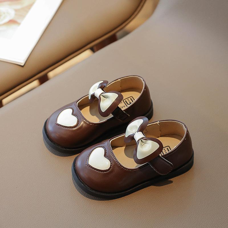 2024 Girls Leather Shoes Love Color Matching Cute Kids Fashion Casual Shoes Drop Shipping Simple Children Loafers Drop Shipping