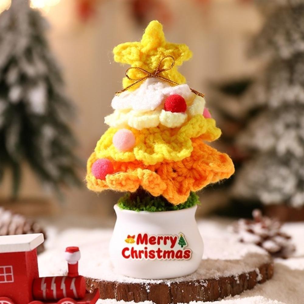 

Мини Ручная Работа Рождественская Елка Настольное Украшение Рождественская Елка в Горшке Домашний Декор Style 1/White