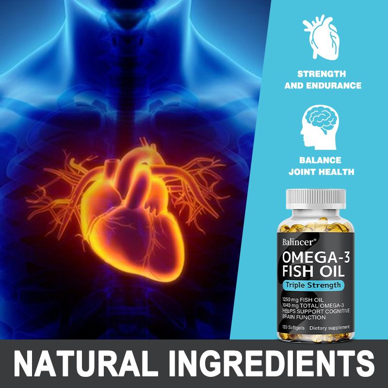Triple Strength Omega‑3 Fish Oil 1250mg, 120 Softgels, EPA 690mg DHA 260mg Dietary Supplement