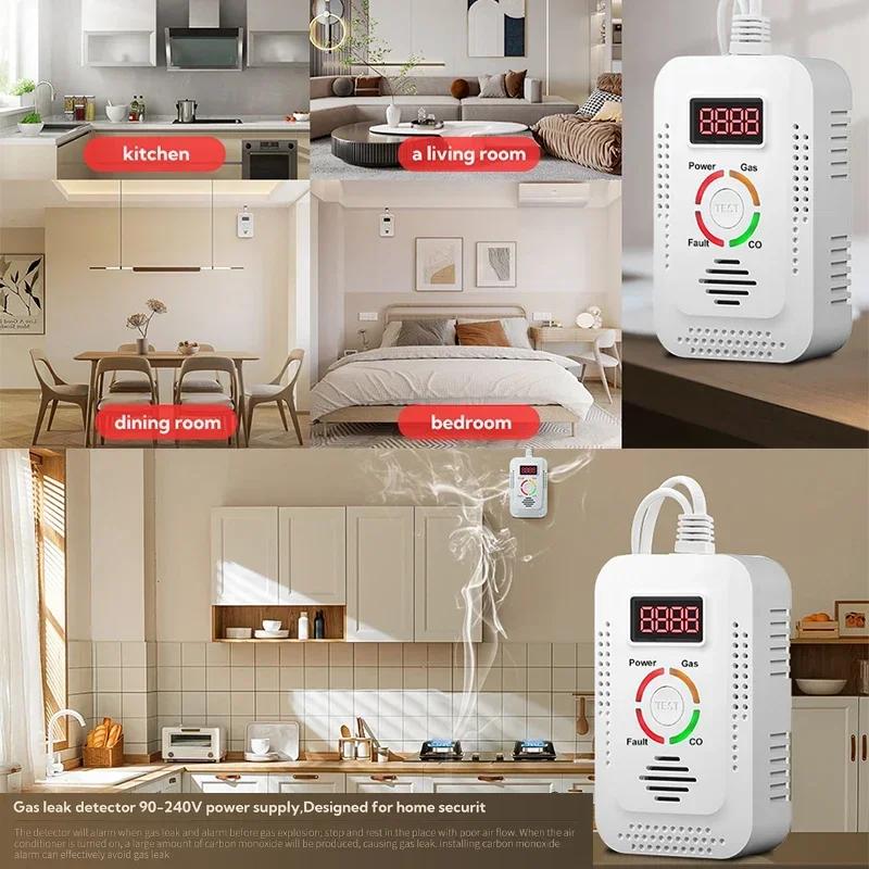 Smart Natural Gas CO Methane(CH4) Detector Combustible Gas Leak Monitor High-Sensitivity for Kitchen Safety Alarm Device
