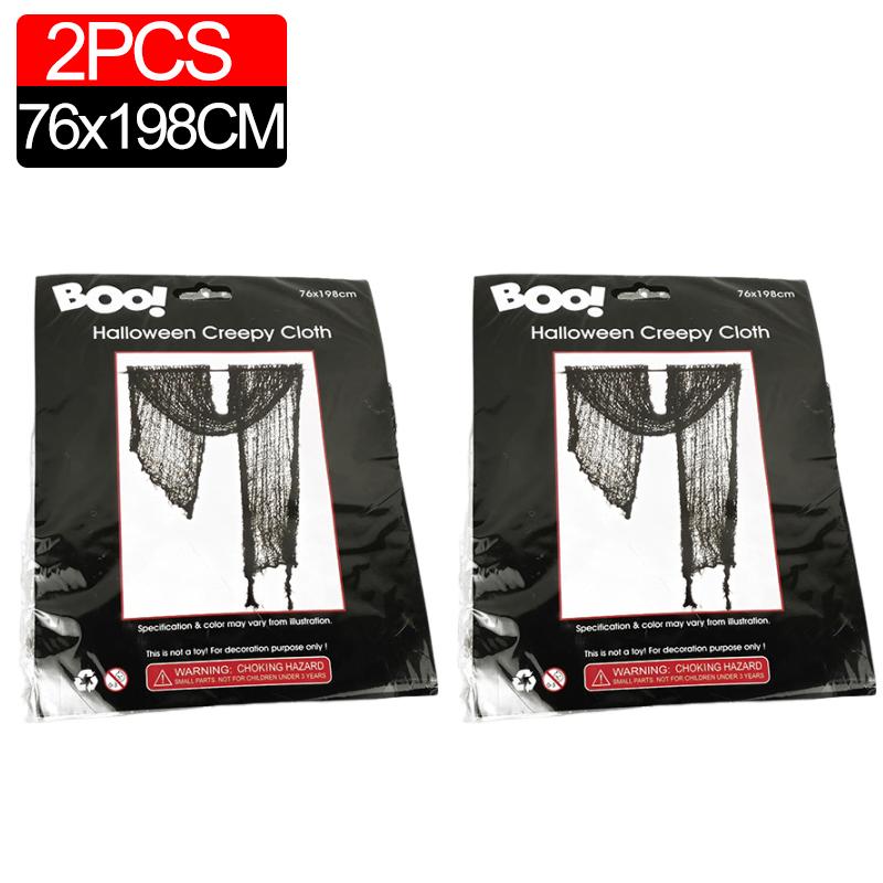 Black Halloween Gauze Creepy Cloths Giant Spider Web For Halloween Party Home Scene Decor Horror House Horror Props 76X198cm