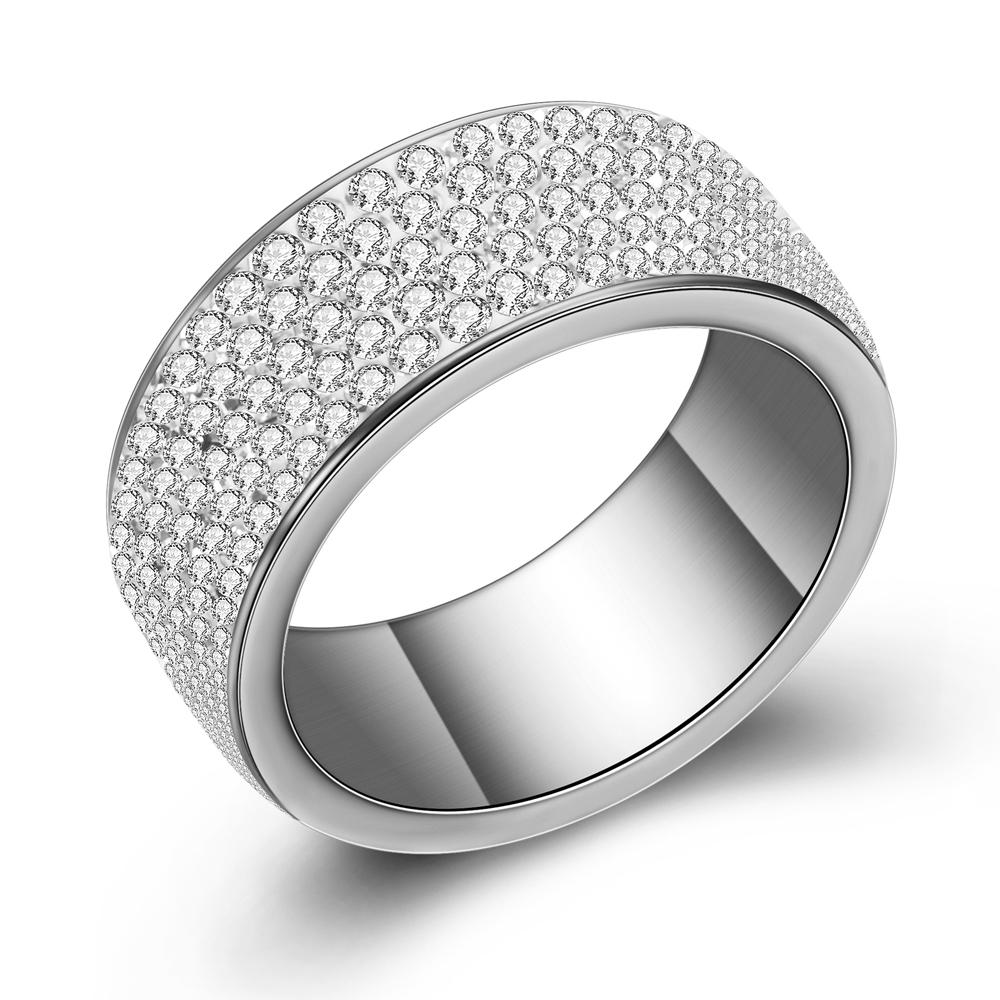 Wholesale 8 row Crystal Rings for Women Austria Crystal Ring Stainless Steel Bijoux For Women Wedding