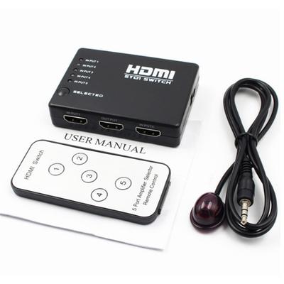 1PC Tragbarer Selector Switcher Hub + Fernbedienung 1080p für HDTV PC Allgemeiner 3- oder 5-Port-HDMI-Splitter-Schalter