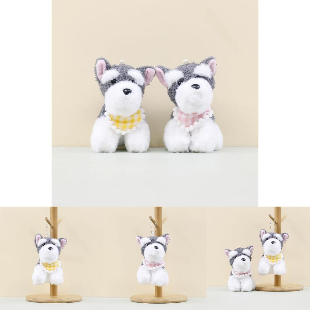 Cute Schnauzer Dog Plush Keychain Fluffy Toy Bag Charm West Highland Terrier