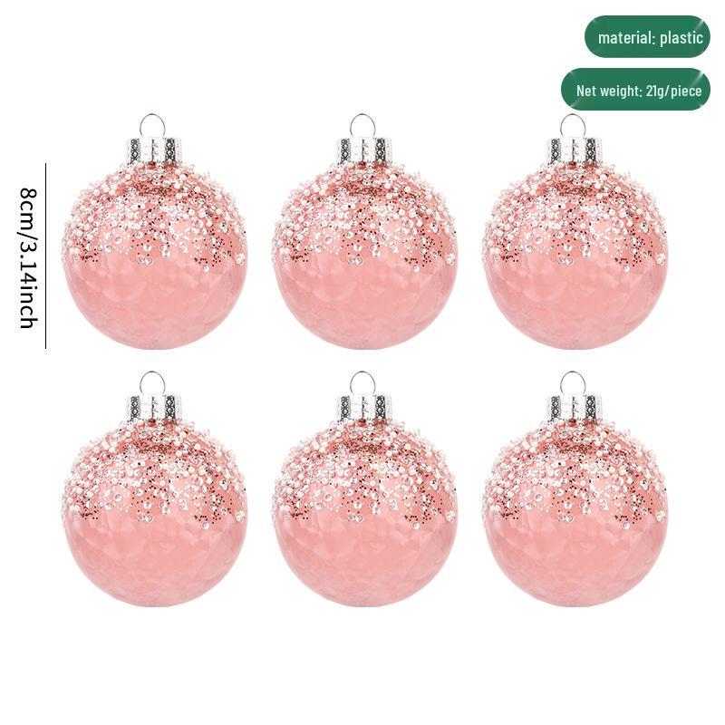 Girly Pink Christmas Ornaments: 8/10/12CM Plastic Ball, Vines, and Wreaths for Tree Decoration