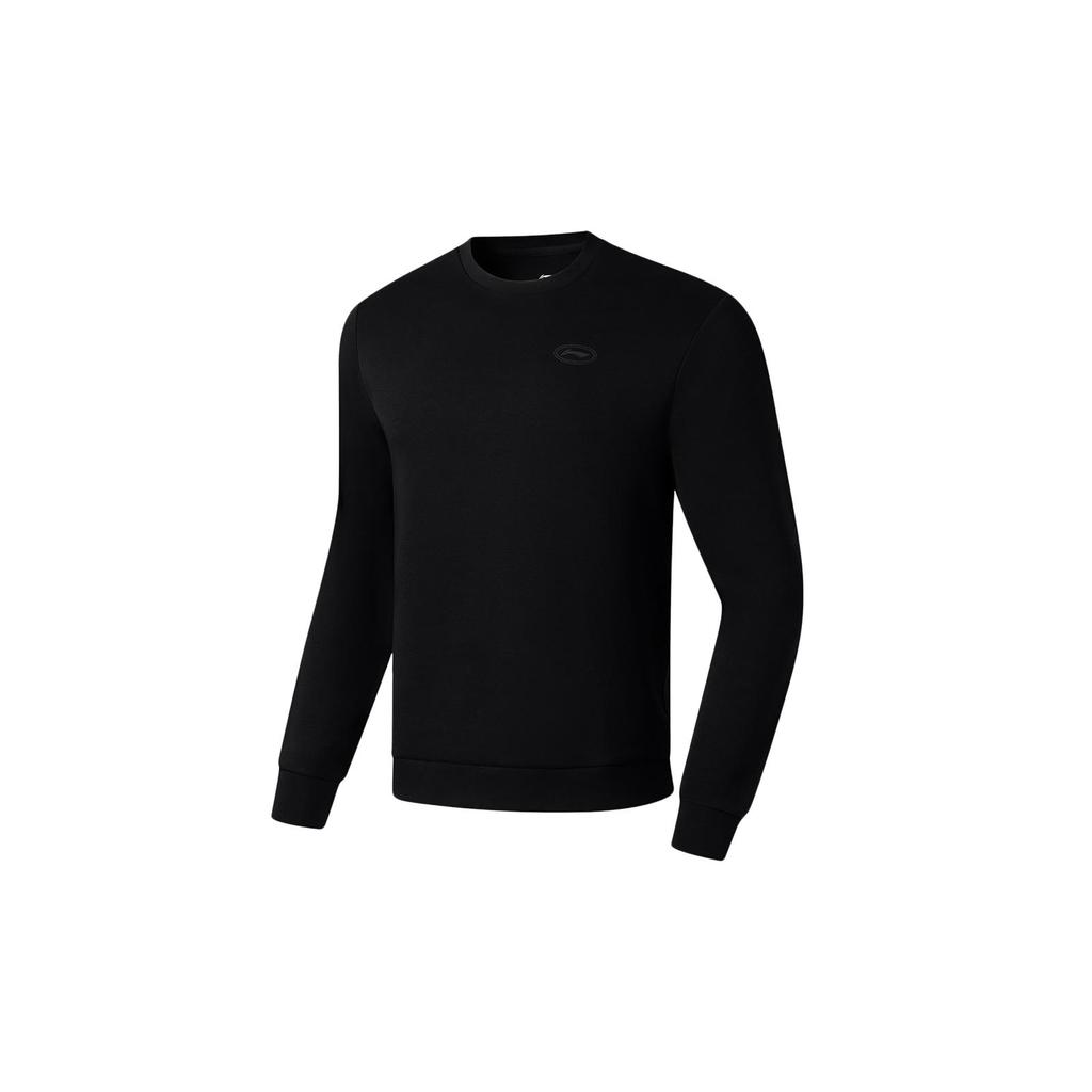 Li Ning Fitness Series Sweatshirts Men's Black Crew Neck Moderate Regular AWDT101-1