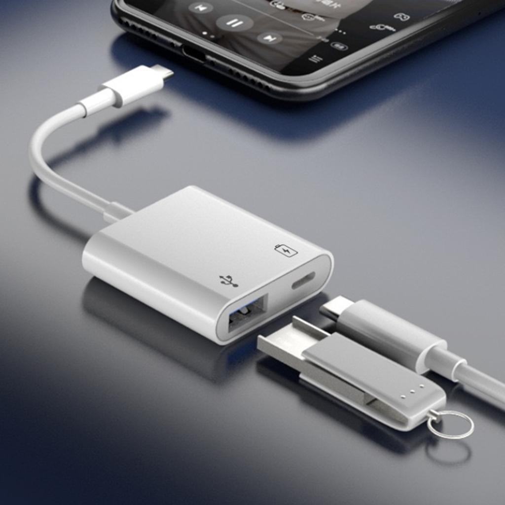 OTG Adapter TypeC To USB3.0 2 In 1 Converter Charging Cable Free Drive Connect Hard Disk Camera Keyboard