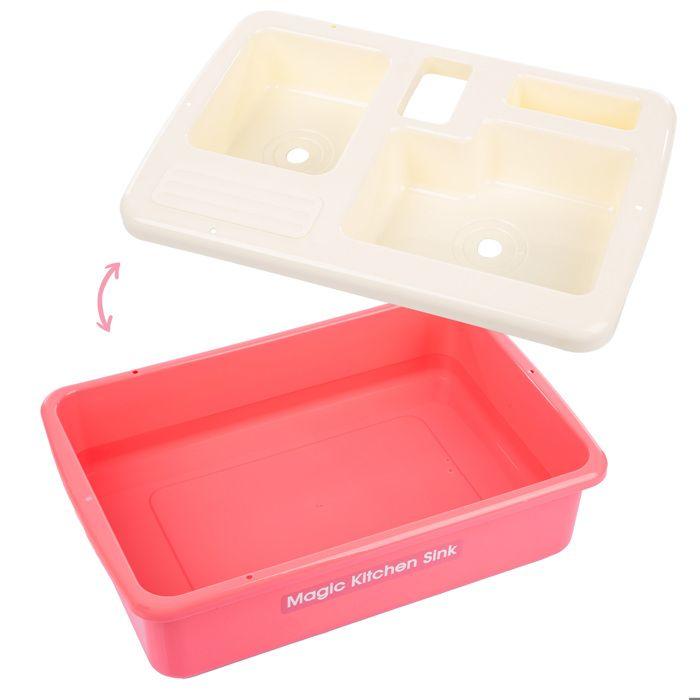 Évier de jeu pour enfants - KINDERPLAY - KP9905 - Robinet à eau - Accessoires inclus - Rose