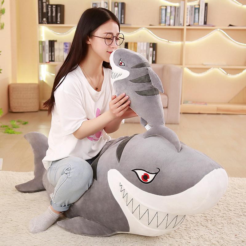 Plush Big Shark Toy White Shark Holding Sleep Ragdoll Child Female Birthday Gift