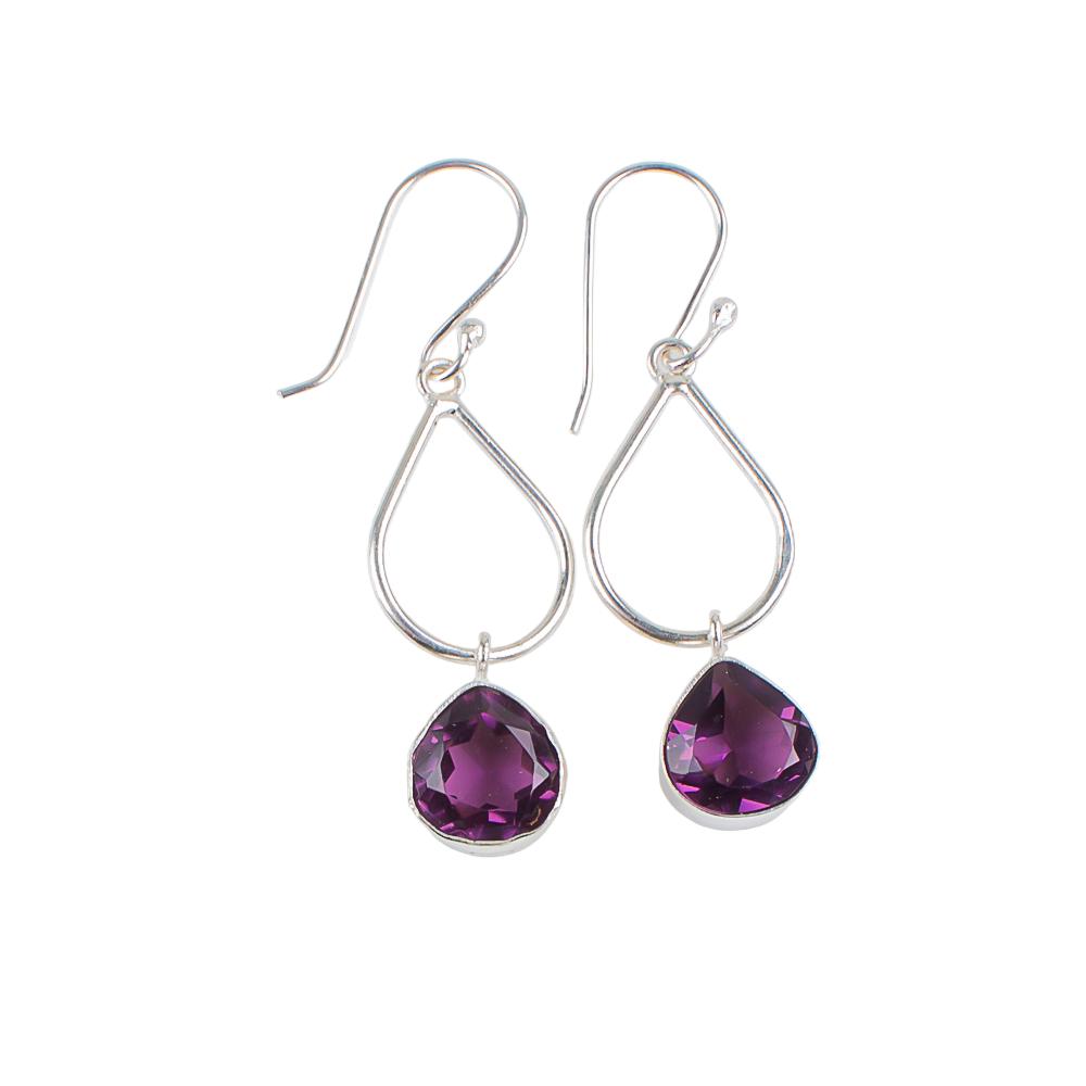 African Amethyst Gemstone 925 Sterling Silver Jewelry Handmade Earrings 1.90" EE-19-5