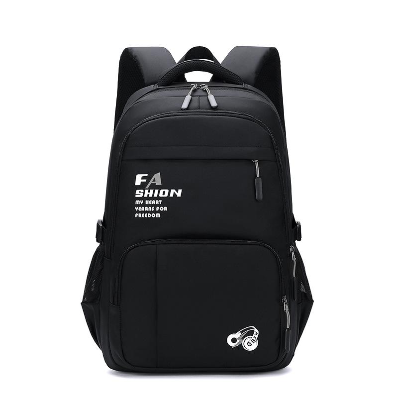 

BAIJIAWEI Модная сумка для книг из высококачественного нейлона, водонепроницаемая школьная сумка для мальчиков, многокарманный рюкзак для школьников средней школы большой вместимости чёрный