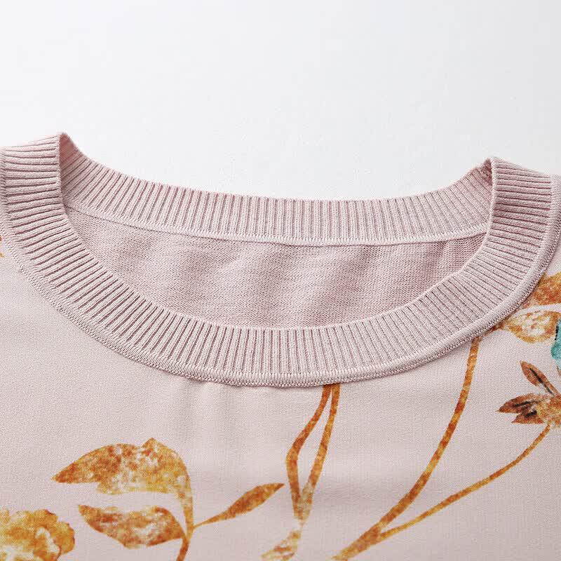 Zhao Jun Damen Kurzarm-T-Shirt aus Seidenmischung