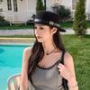 Sun Protection Straw Boater Hat Lightweight Flat Top Beach Hat Handwoven Sun Cap  Beach Vacation