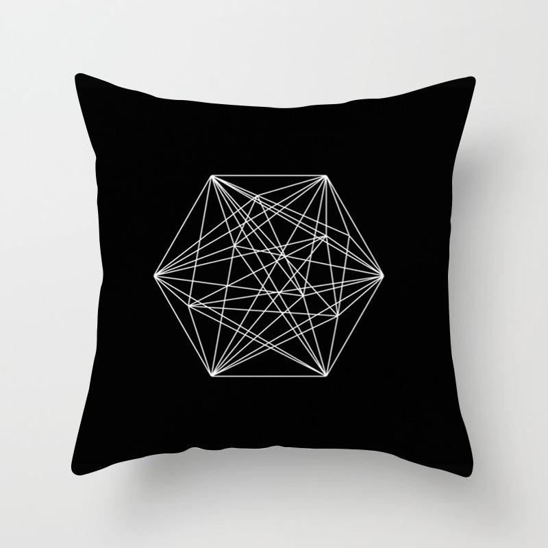 

Скандинавская черно-белая геометрическая подушка, поясничная подушка для дивана, бархатная наволочка из персиковой кожи, теплая, для ленивого сна на боку 45*45cm