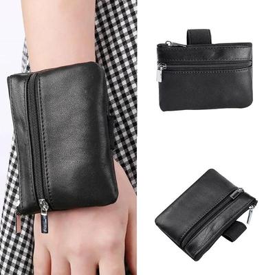 Women Coin Purse Mini PU Leather Wrist Bag Zipper Phone Pouch Key Card Holder