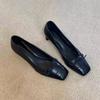 Fashion 2025Ballet High Heels Women Loafers Bow Square Toe Shoes Sandals Shallow Summer