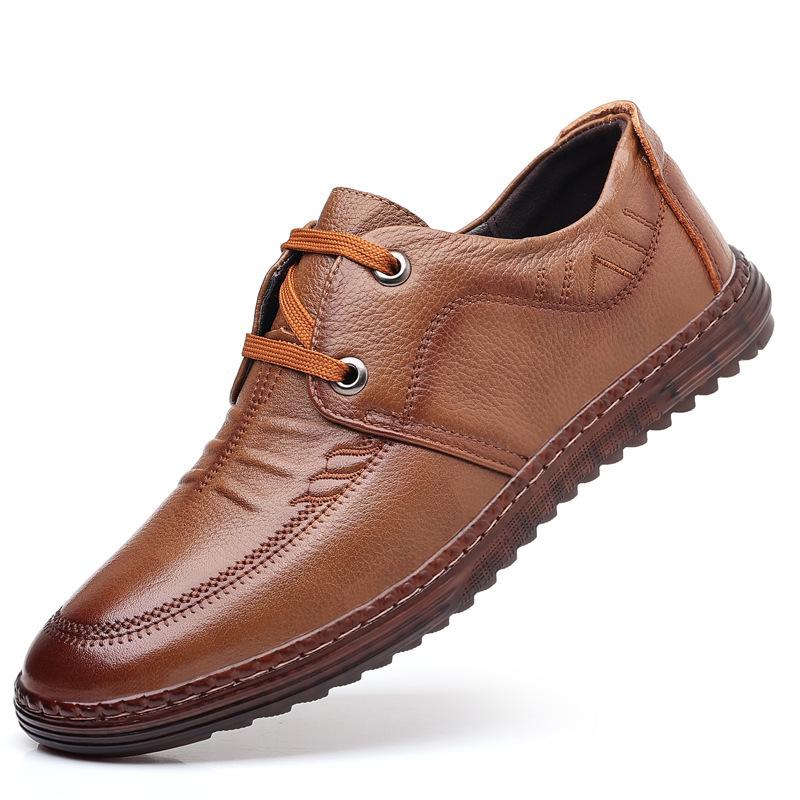First layer cowhide men's shoes business casual shoes spring and summer breathable beef tendon sole genuine leather driving shoes men's leather shoes 