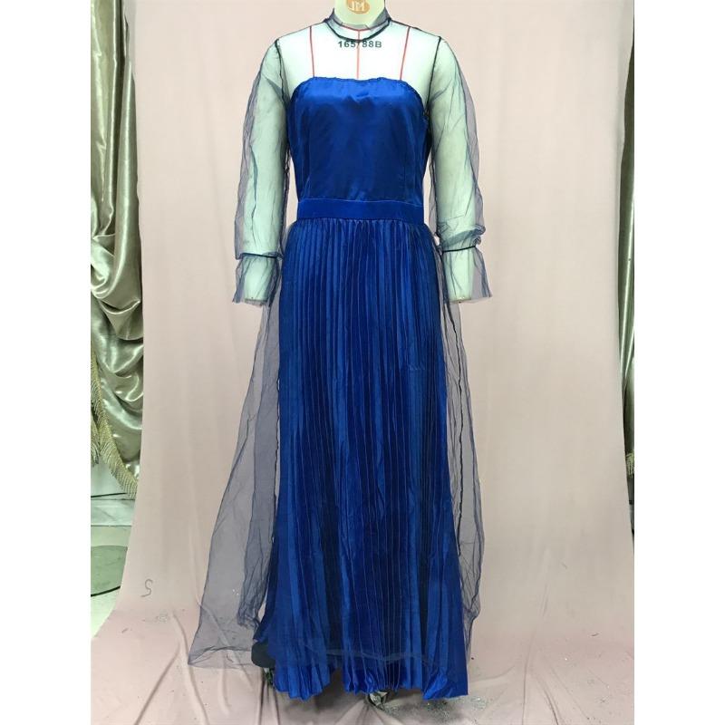 Frühling Neues Damen Elegantes Bankett Atmosphärisches Plissiertes Mesh Abendkleid