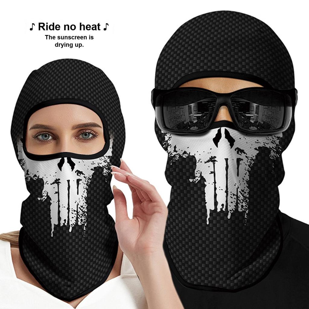 Motorcycle Face Mask, Breathable Skull Balaclava Neck Gaiter, UV Protection Face Cover for Cycling Fishing Outdoor Sports