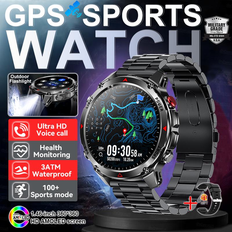New Outdoors Military GPS Sports Smart Watch Women Dual-Band GNSS Compass Altimeter 3ATM Waterproof BluetoothCall Smartwatch Men