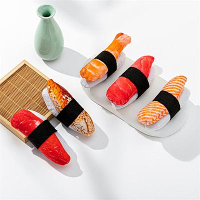 Yousheng Realistic Natural Scratch-resistant Funny Cat Toy Lovely Sushi Shape Built-in Catnip Interactive Plush Toy