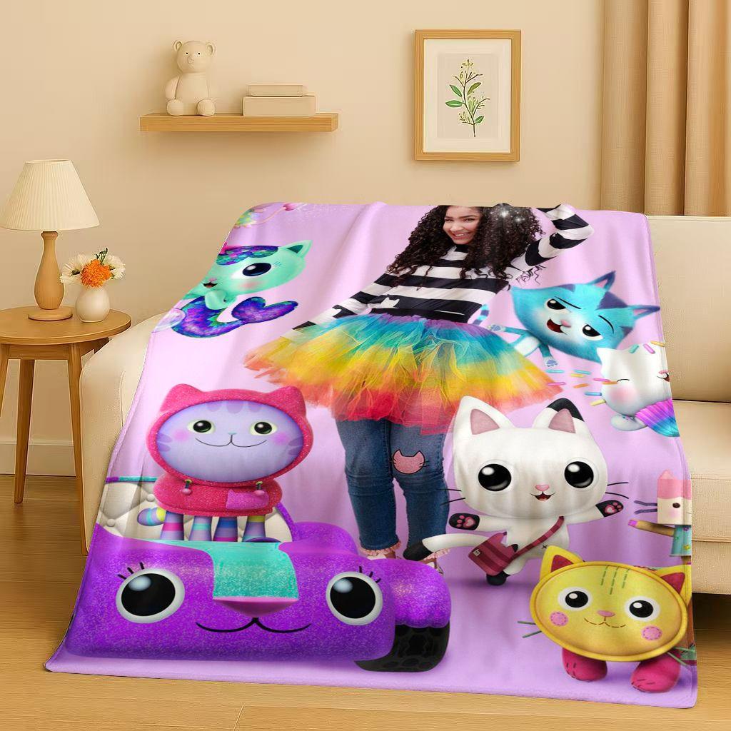 HD Niedliches Gabi's Puppenhaus Cartoon Flanelldecke, Ultra Weiche Warme Plüschdecke für Zuhause Schlafzimmer Bett Sofa Abdeckung Picknick Mädchen Geschenk
