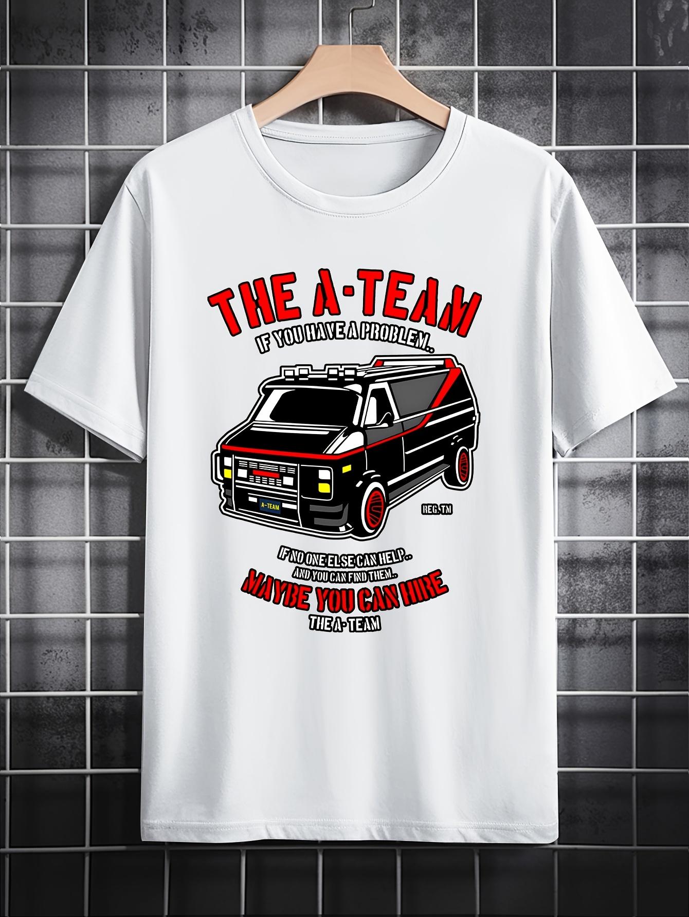 

Men s casual crew neck T-shirt with THE A-TEAM pattern, machine washable, a must for summer, the perfect gift for men S