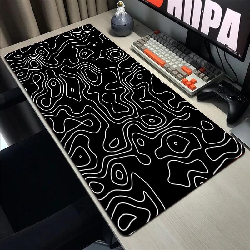 Topographic Map Art Mouse Pad Gamer Mousepad Pc Gaming Accesorios Desk Mat Computer Keyboard Deskmat Locking Edge Soft Mause Ped