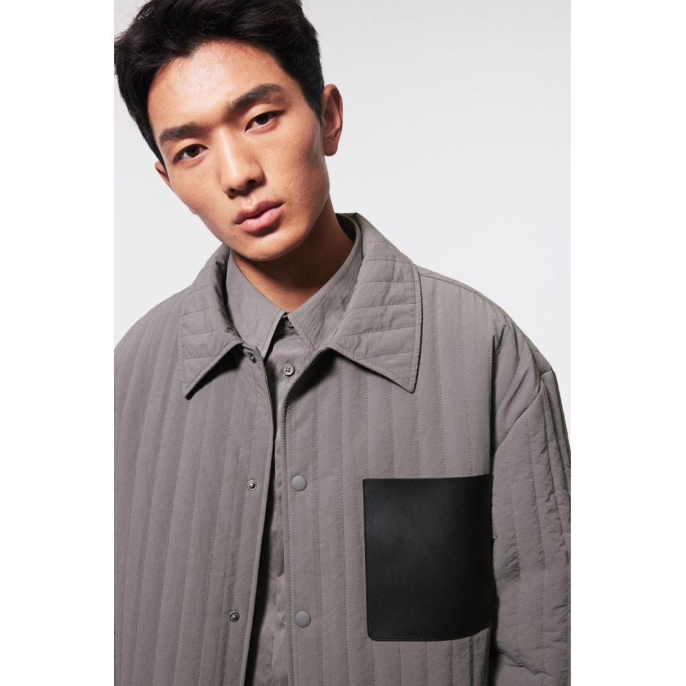H M Loose Fit Padded sHacket Grey