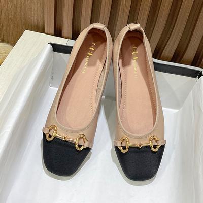Wiosna Jesień Nowe Luksusowe Damskie Wykwintne Płaskie Buty Retro Mały Pachnący Styl Blok Kolorystyczny Miękka Podeszwa Codzienne Pojedyncze Buty