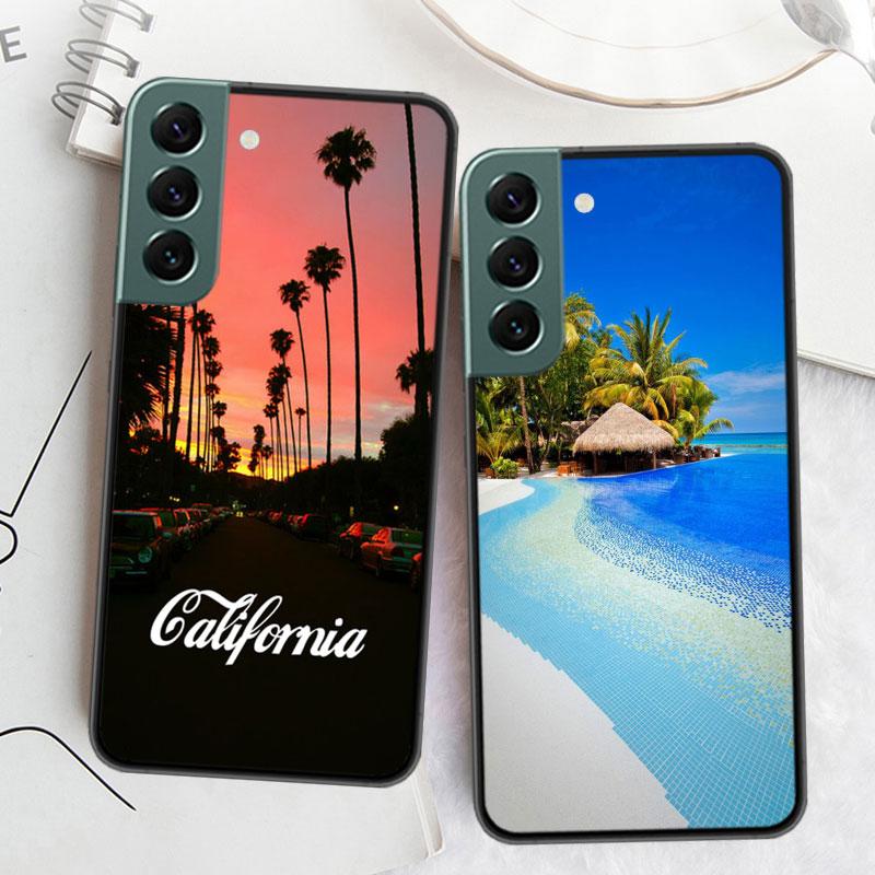 Sea Tropical Palm Trees Beach Phone Case For Samsung A16 A26 A36 A56 Galaxy A02S A12 A52S A13 A23 A33 A53 A54 A34 A24 A14 A22 A3