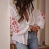 Fall Winter Women's Applique Long Sleeve Loose Blouse Elegant Chinese Style Casual Top For Women