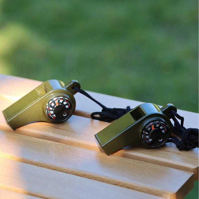 Survival Whistle with compass Thermometer for camping High Decibel Safety Whistle Referee Cheerleading Whistle for camping