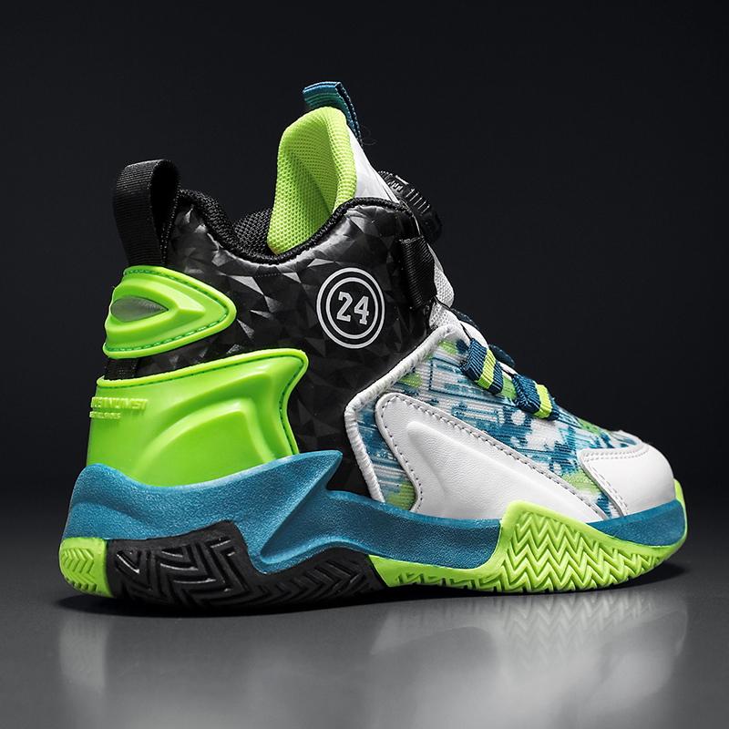 31-40 Children's Large Size Anti Slip and Wear-resistant Fashionable Sports Shoes High Top Basketball Shoes