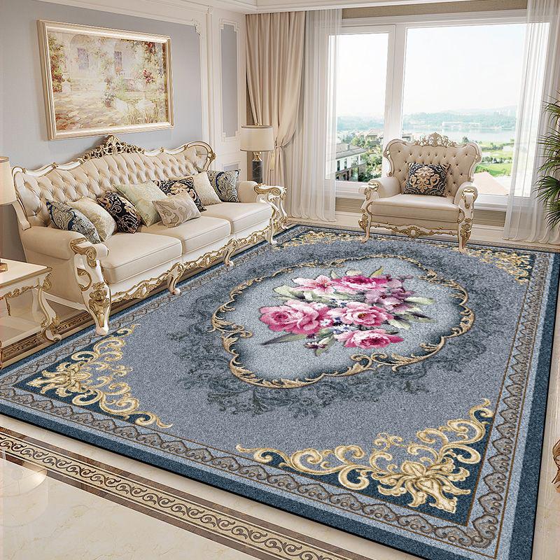 Koberce s květinovou výzdobou v evropském stylu Dekorace obývacího pokoje Luxusní koberce Domácí pohovková zóna Podložka pod nohy Protiskluzová Pokoj Ložnice Salonek Koberec