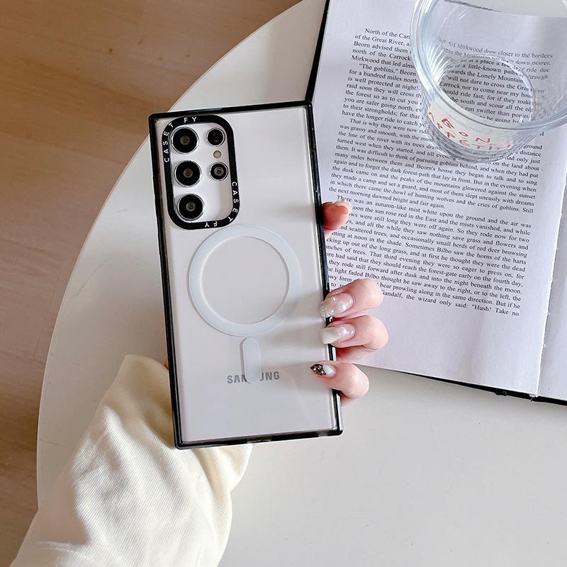 Magnetic Simple Material Suitable for Samsung S23 Ultra Mobile Phone Case 24 Galaxy Protective Case S22 Hard