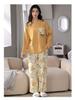Women's Casual Long Sleeve Pajama Set with Chest Pads, Spring/Fall/Winter, Plus Size, Loose Fit, Suitable for Outdoor Wear