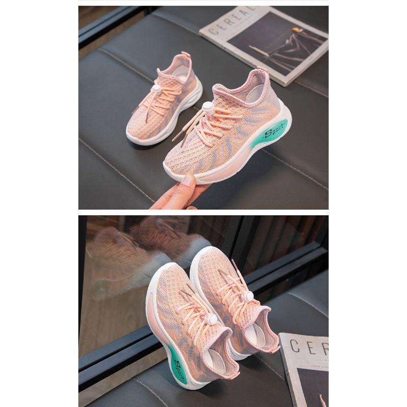 Children's New Spring and Autumn Girls Net Surface Breathable Flying Woven Shoes Boys Non-slip Soft Sole Sports Shoes Tide