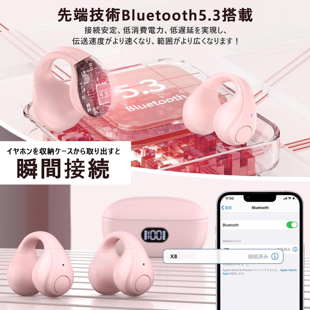 Wireless Earbuds with Bluetooth 15mm Independent Left and Right ENC Noise Siri and Automatic Wide Compatibility Open-Ear 5.3, Drivers, Control,