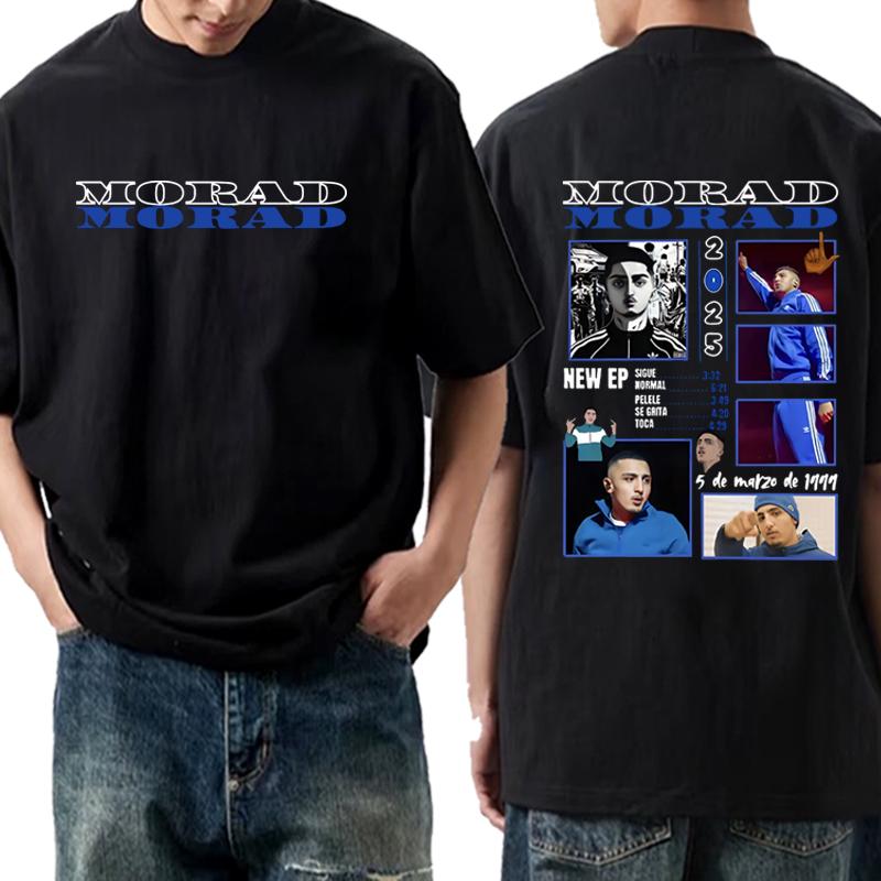 Rapper Morad MDLR 2025 Tour Merch Trička muži ženy Oversized 100% Bavlna Módní krátký rukáv Léto Unisex nadměrná velikost topy