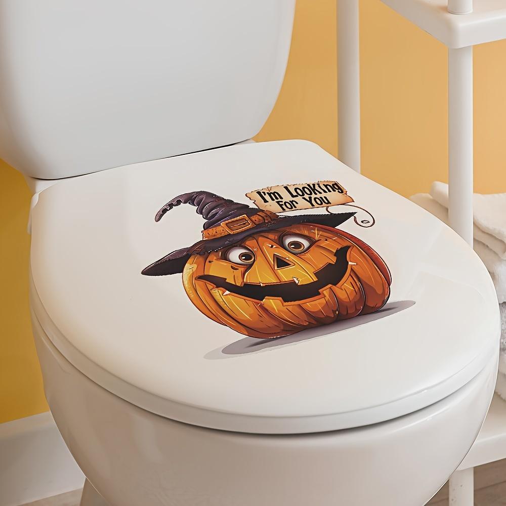 1PC Halloween Pumpkin Witch Hat Toilet Cover Stickers Horror Self-Adhesive Home Decoration PVC Stickers Restroom Decor