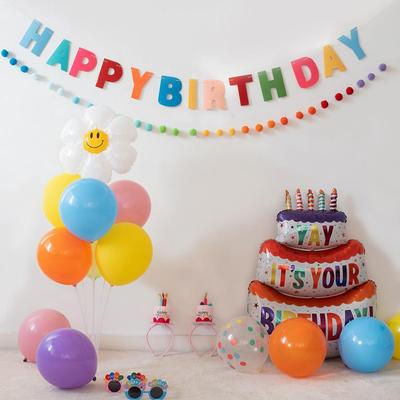 1st Birthday Girl Backdrop & Balloons Party Decor Set