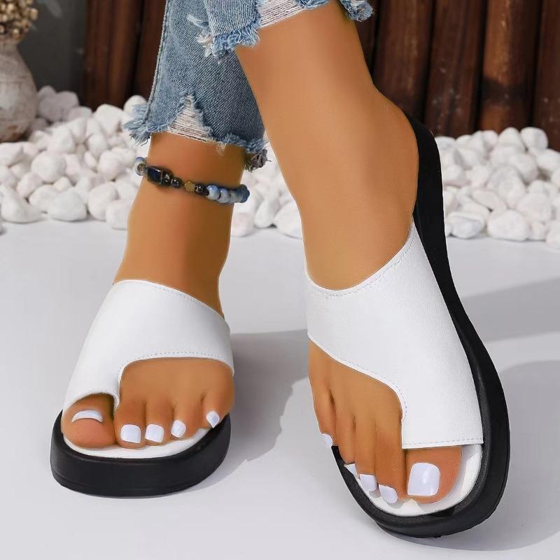 Foreign Trade Cross-border Summer Slippers European and American Solid Color Set Cool Slippers Large Size Polyurethane Bottom Cool Slippers Women