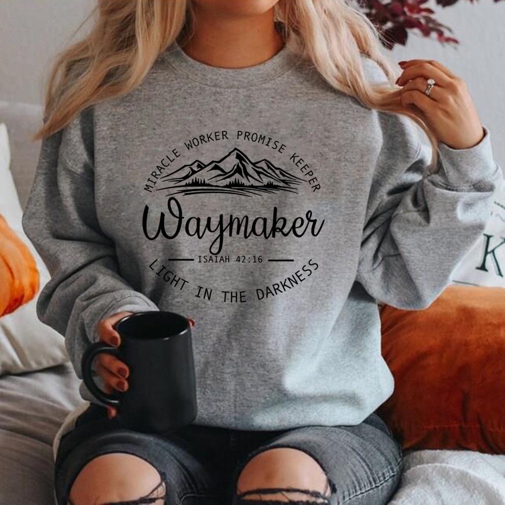 Waymaker Sweatshirt Christian Crewneck Sweatshirts Bible Verse Hoodie Jesus Faith Hoodies Streetwear Women Top Christian Gift