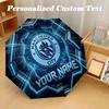 8 Rib Auto Folding Umbrella Manchester City Print Custom Name Text Portable Rain Gear