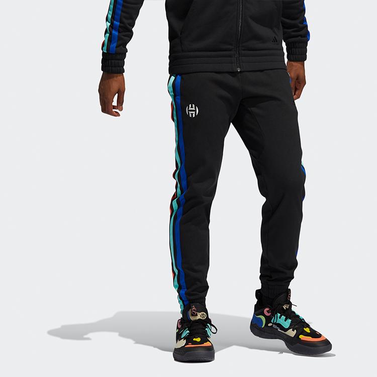 Adidas Harden Fleece Basketball Joggers with Eye-Catching 3-Stripes Men Bottoms Black GP8111